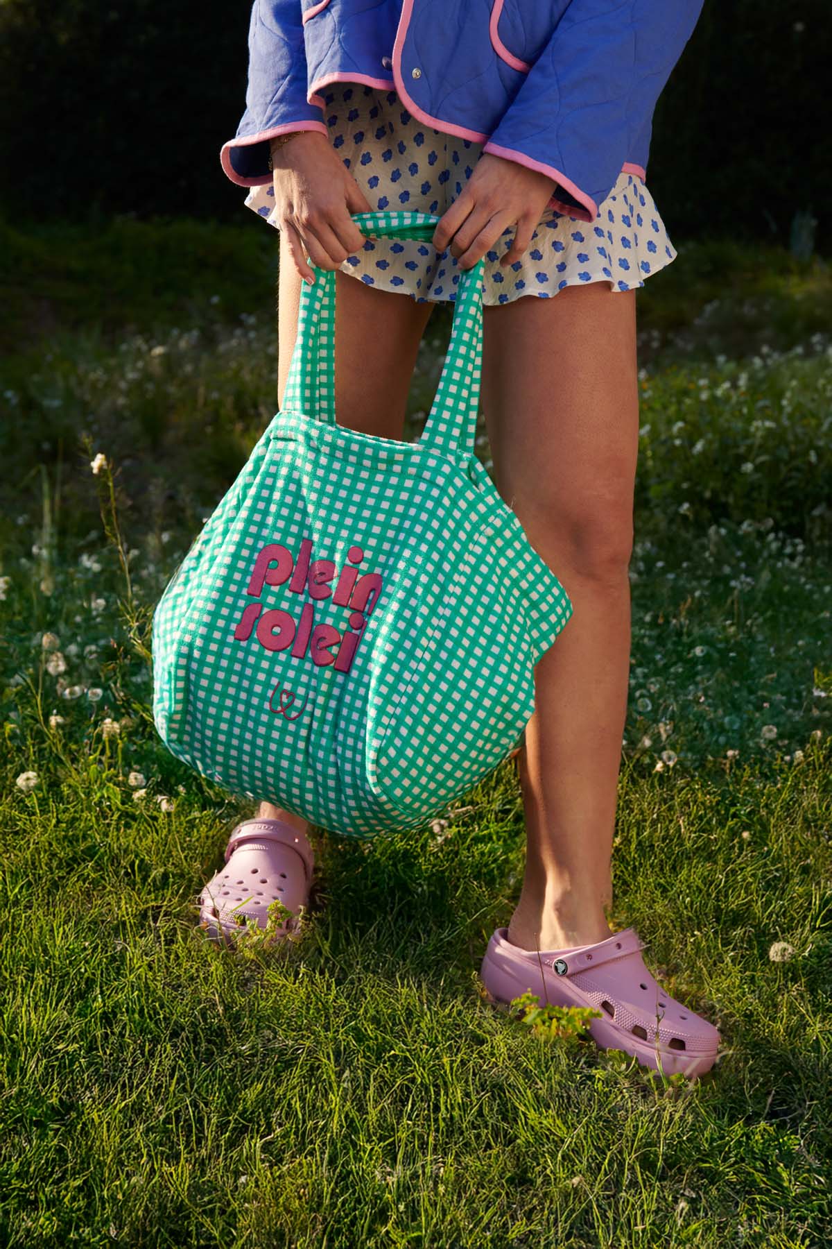 Grand Sac Éponge - Vichy Vert