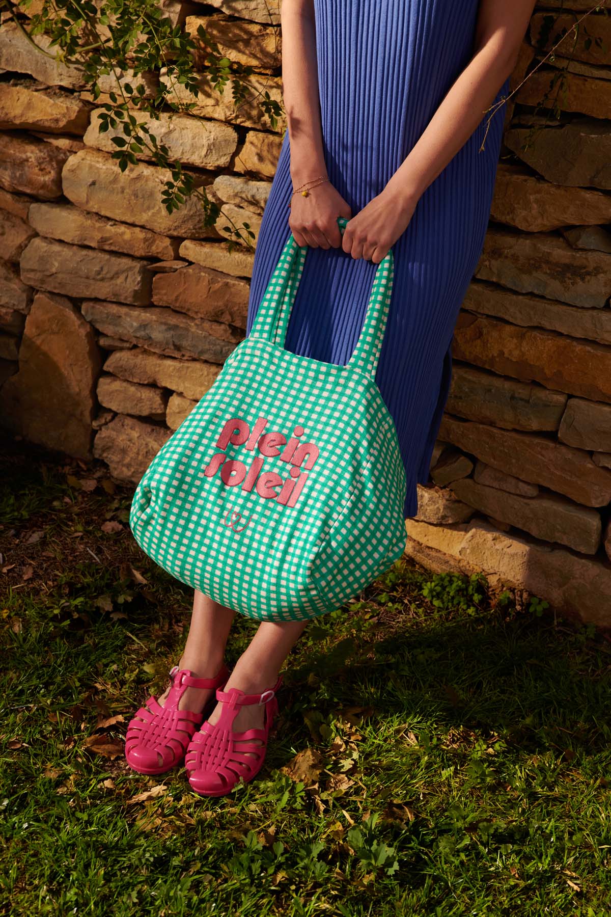 Grand Sac Éponge - Vichy Vert