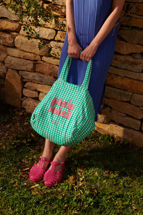 Grand Sac Éponge - Vichy Vert