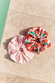 Pack of 2 Oversized Scrunchies - Poppy Pink | Light Pink