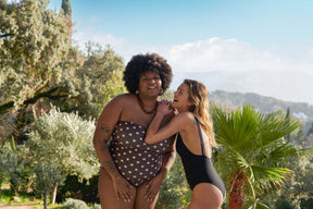 Maillot 1 Pièce Bustier - Pois Marron