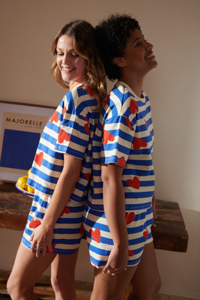 Organic Cotton Pyjamas - Striped Hearts