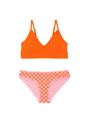 1 BRASSIERE + 1 CULOTTE - Damier Orange