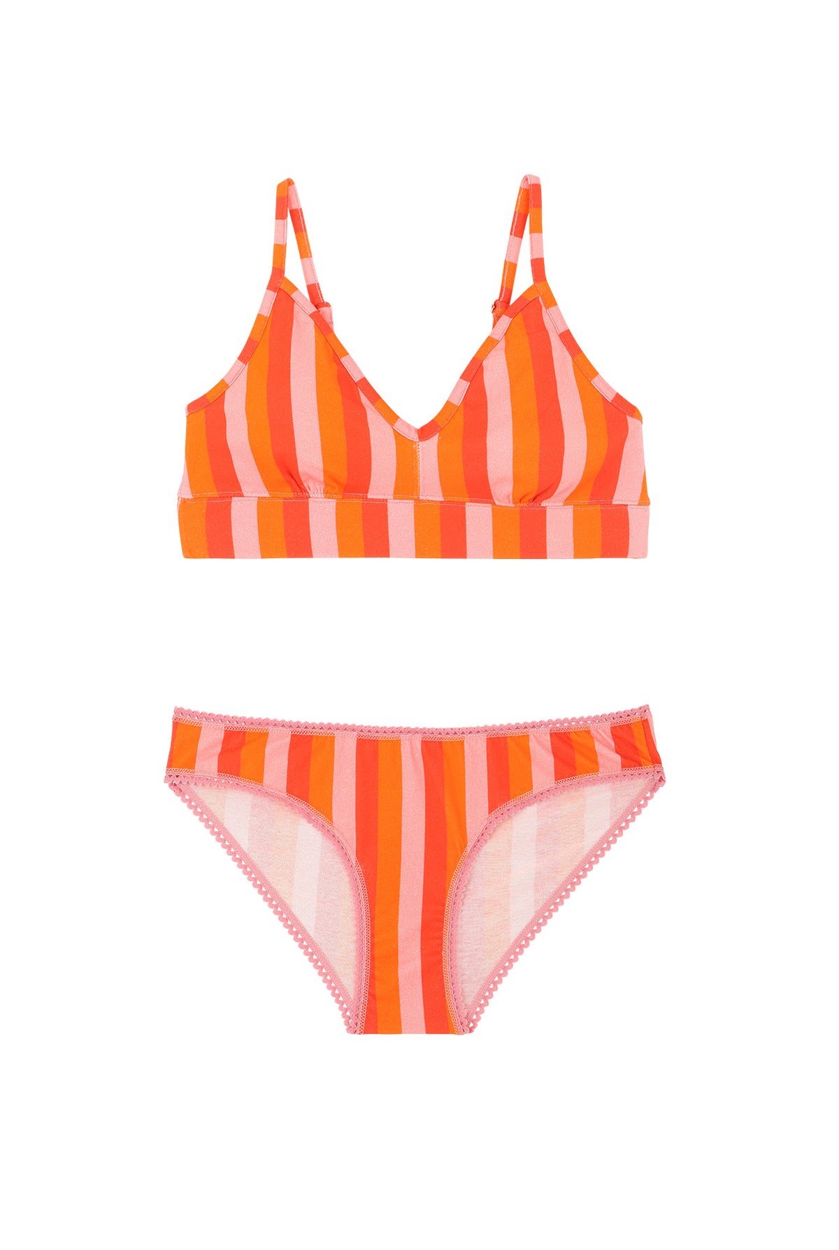 1 BRASSIERE + 1 CULOTTE - Rayures Orange