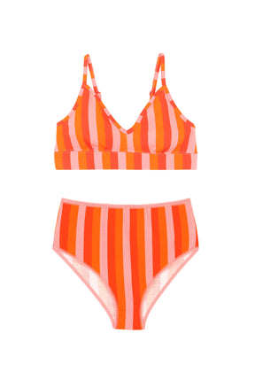 1 BRASSIERE + 1 TAILLE HAUTE - Rayures Orange