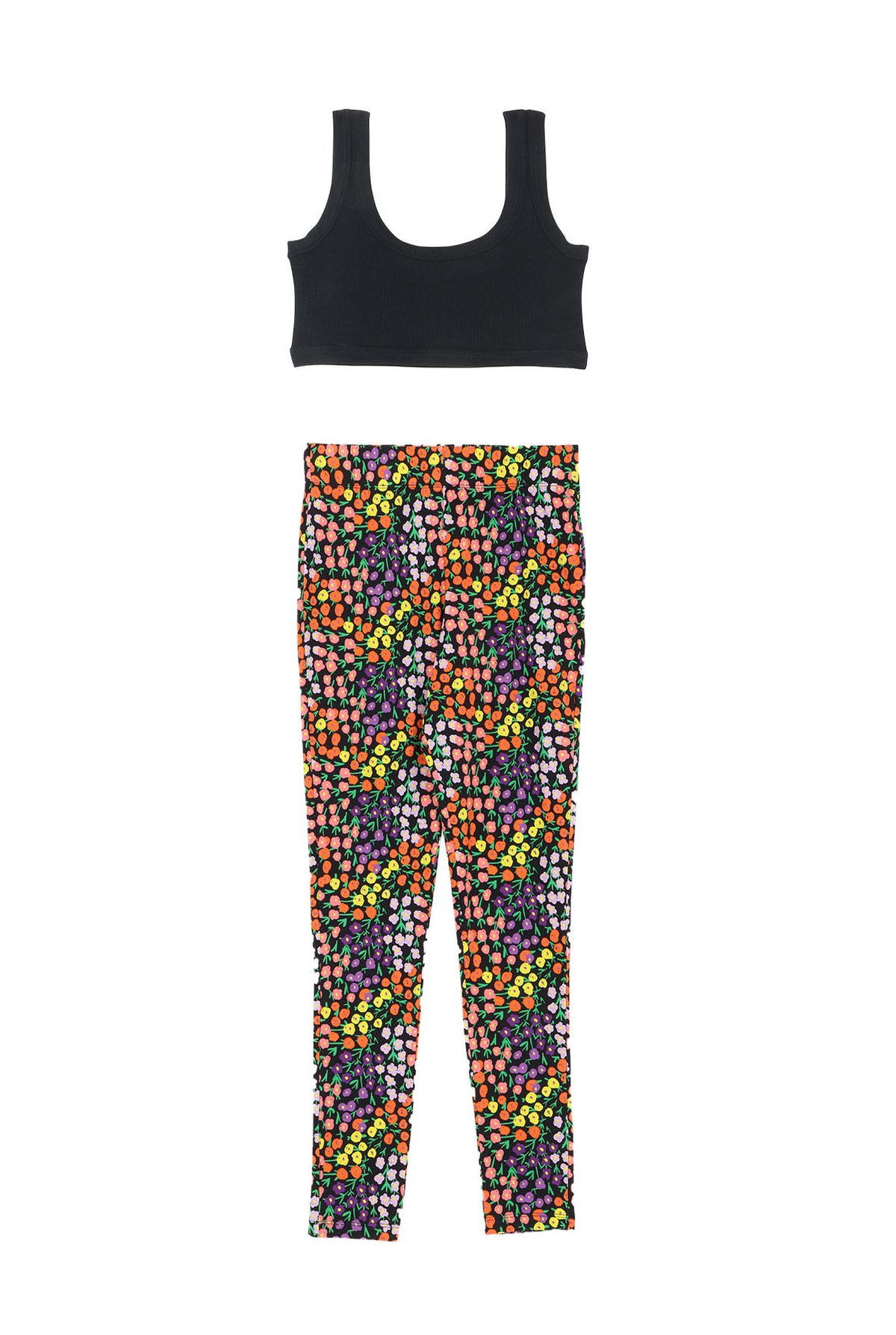 Top & Leggings - Disco Flowers Noir