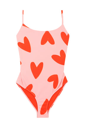 Maillot de bain 1 pièce - we are jolies - coeur - rouge rose