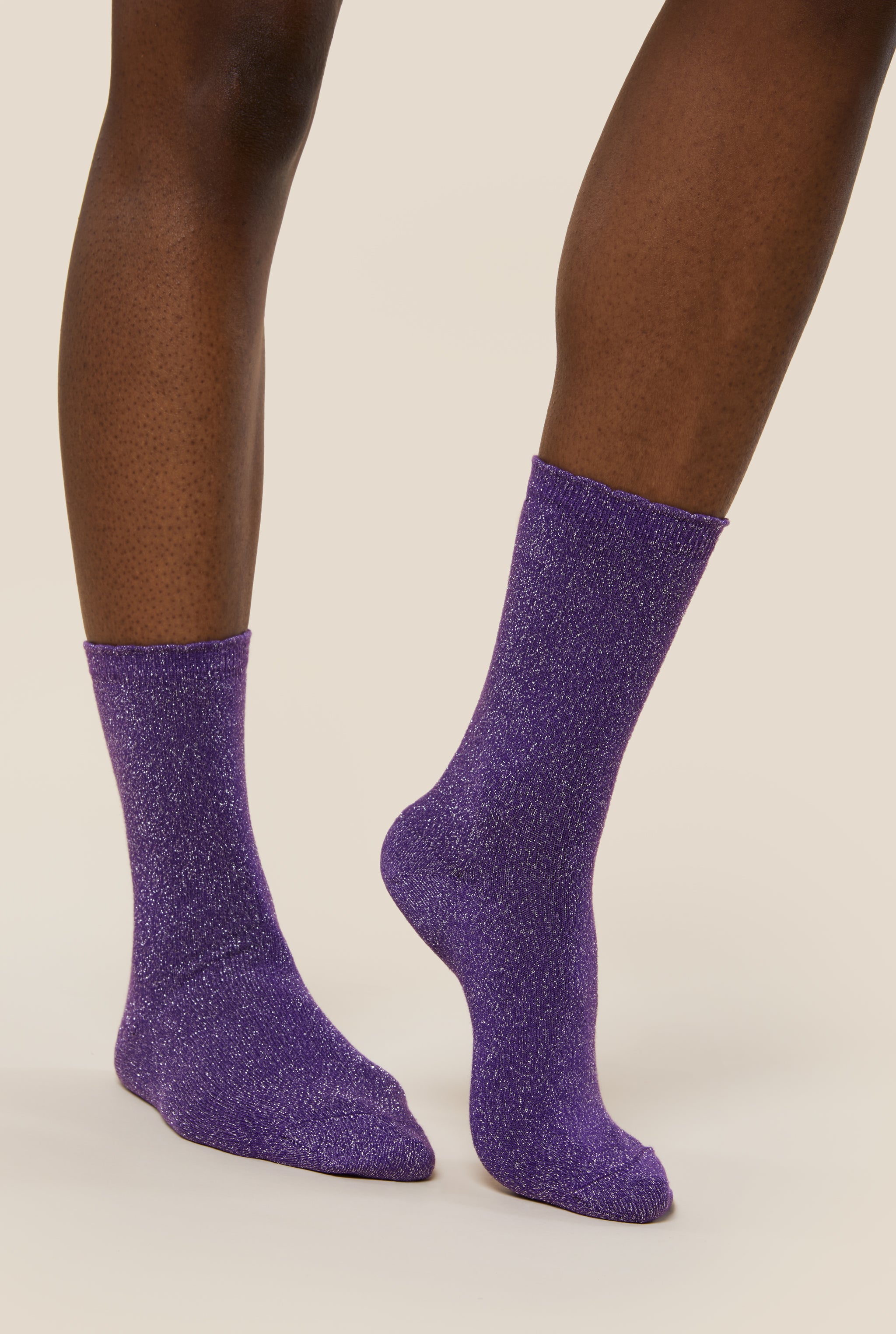 Chaussettes femme paillettes violettes Anti-poisse