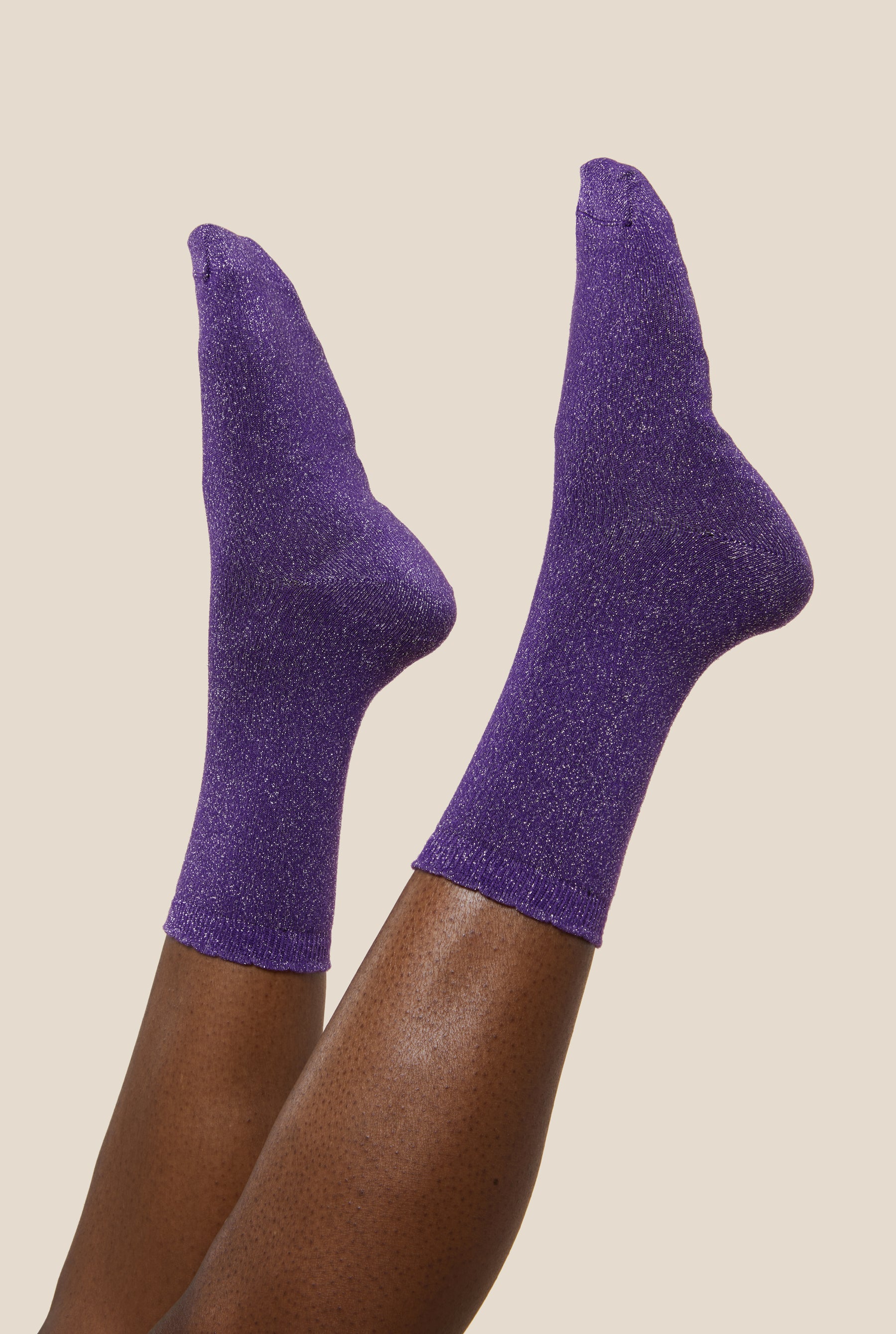 Chaussettes Violettes à paillettes pour femme, coton Bio