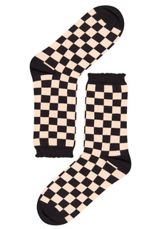 Chaussettes coton BIO - Damier Noir