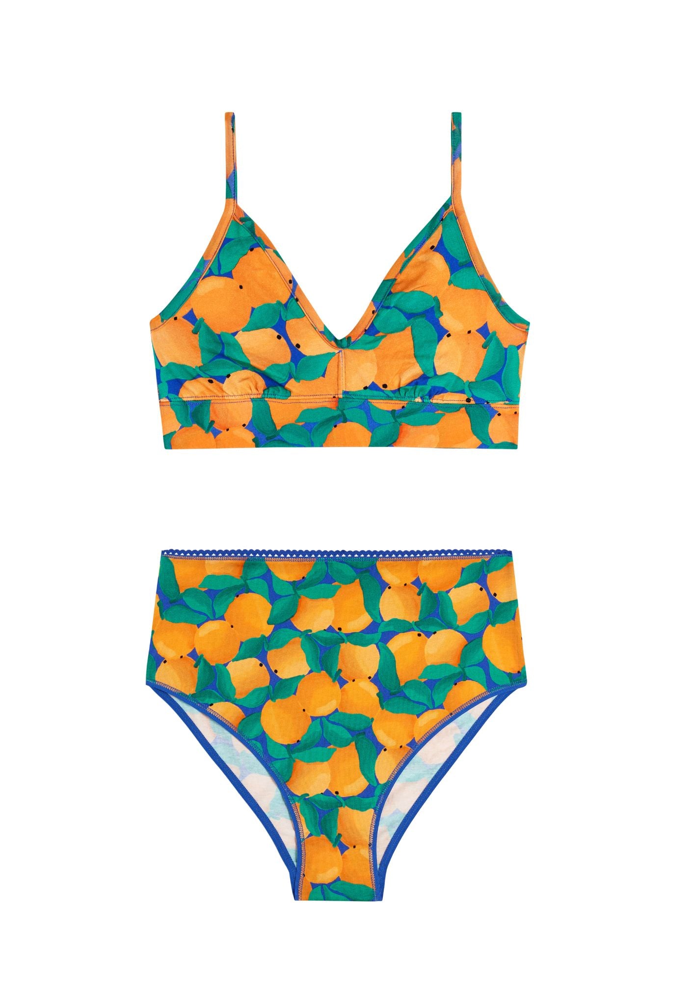 1 BRASSIÈRE + 1 CULOTTE TAILLE HAUTE - Tangerine