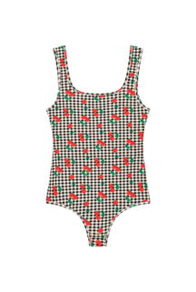 Body Débardeur Coton BIO - Vichy Cerises Noir