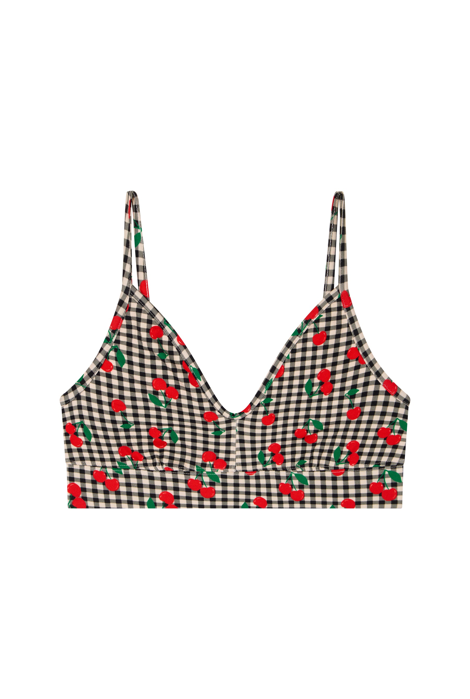 Brassière Coton BIO - Vichy Cerises Noir