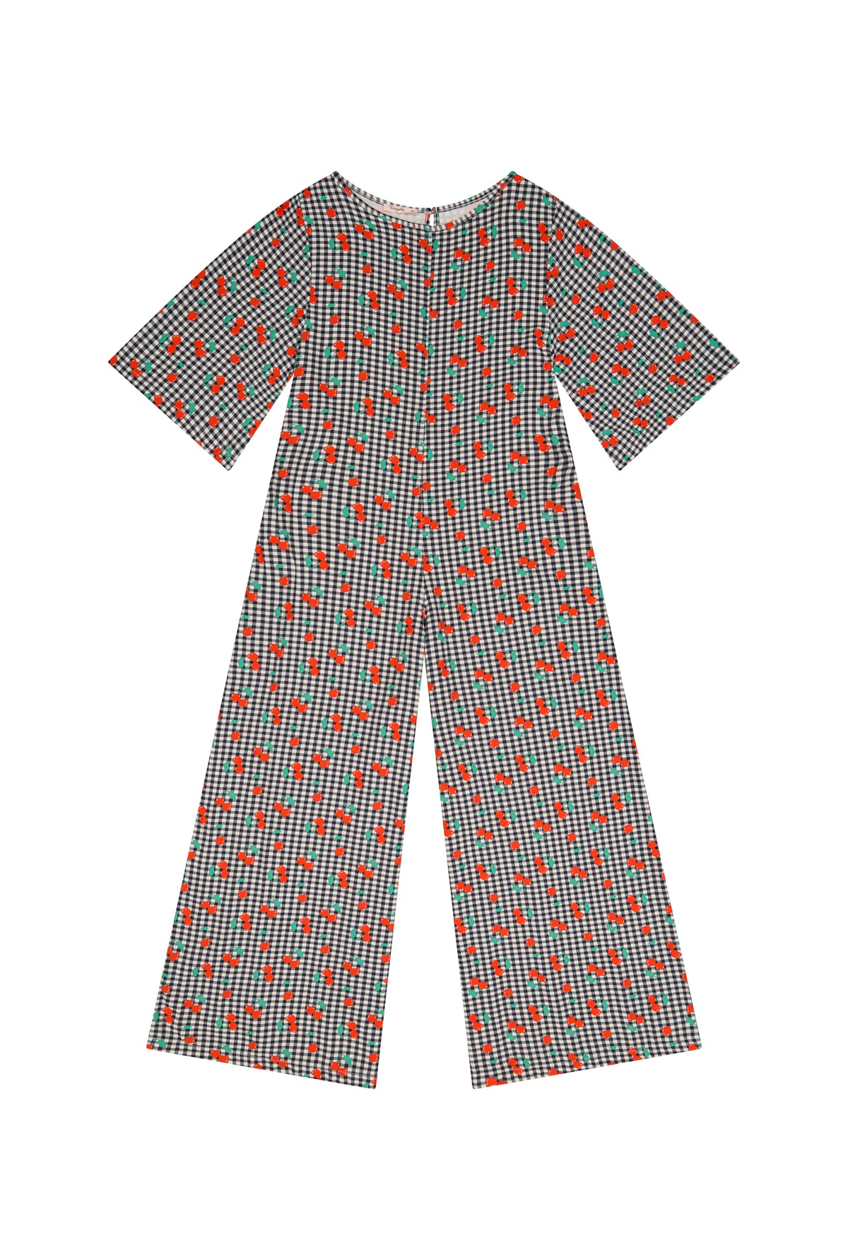 Combinaison à manches évasées - Vichy Cerises Noir