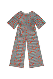 Combinaison à manches évasées - Vichy Cerises Noir