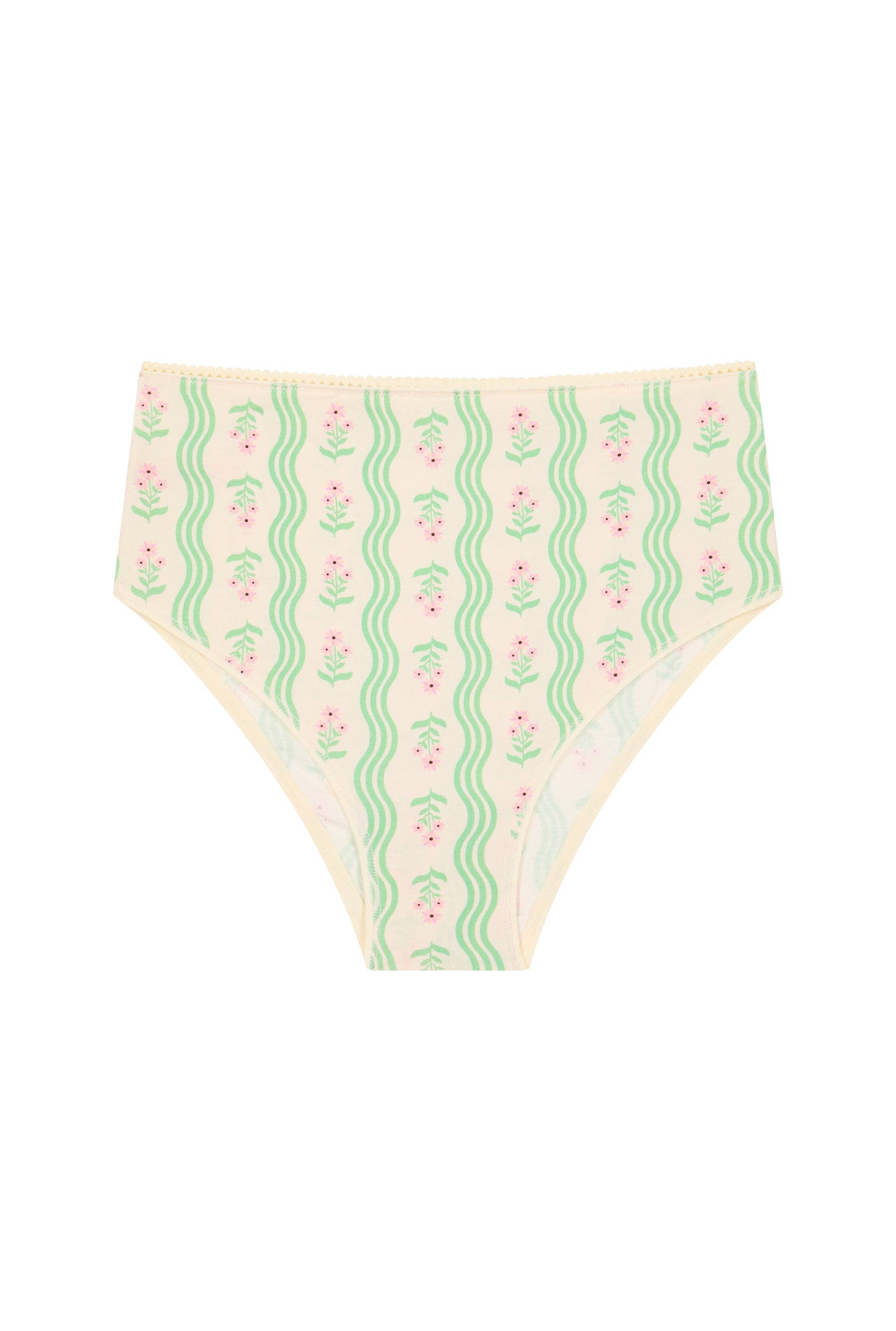 High-waisted briefs in organic cotton - Provençal waves