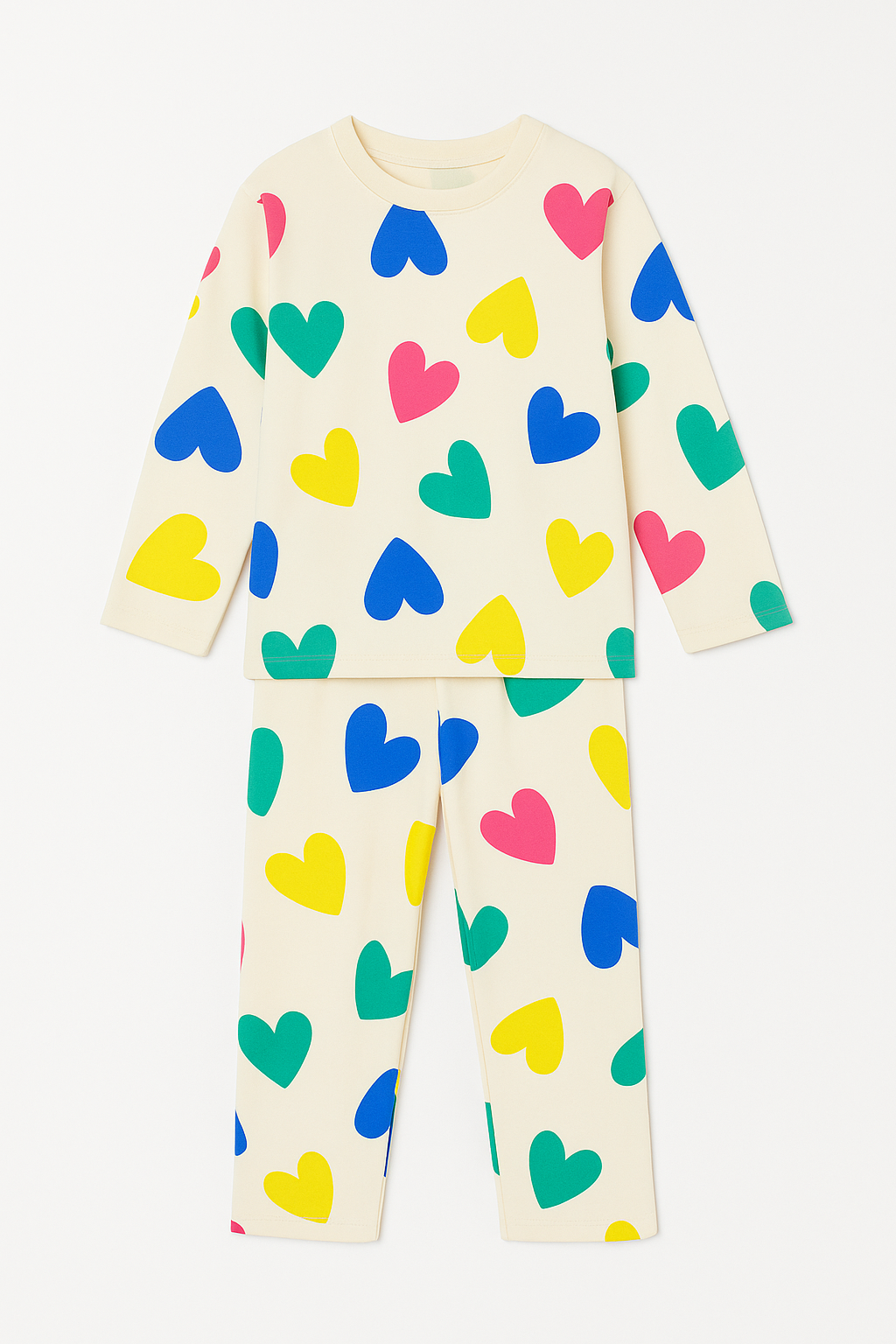 Pyjama manches longues enfant - Big Love Beige