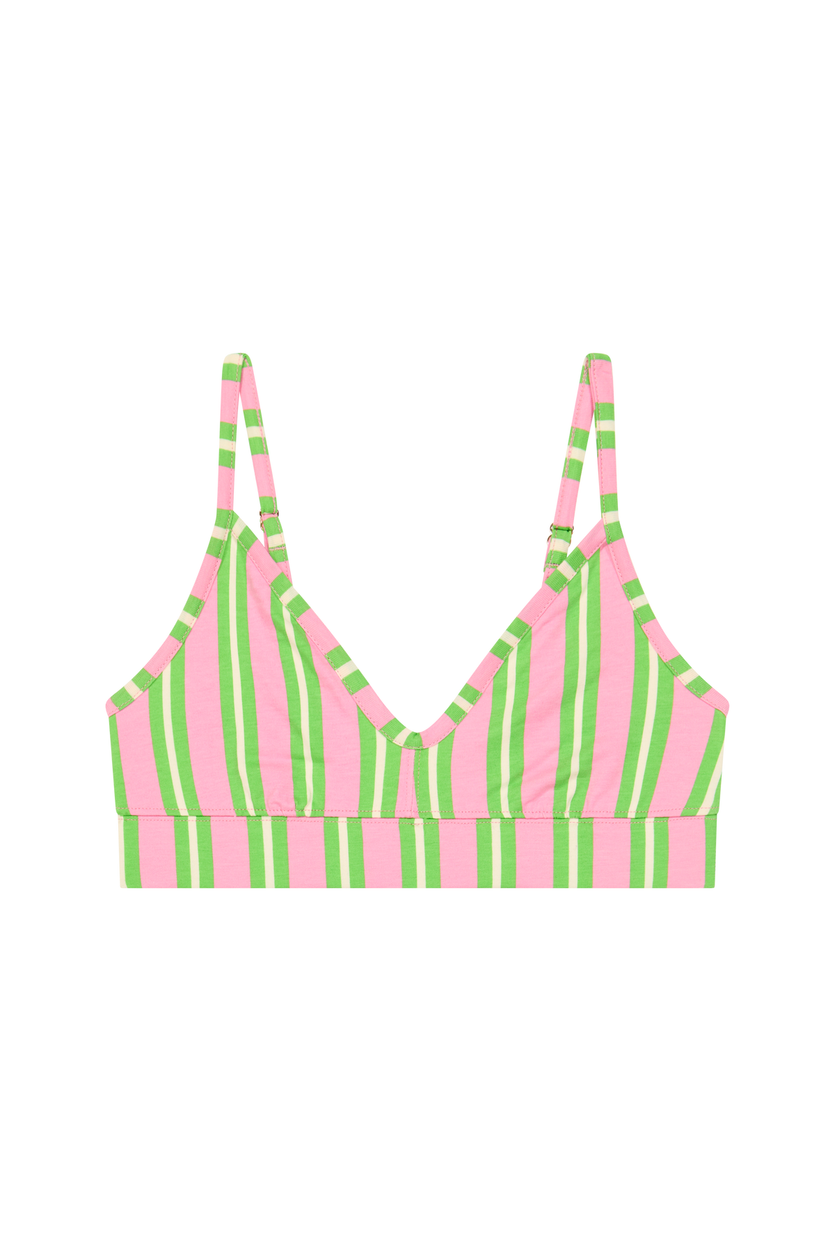 Brassière Coton BIO - Rayures Vertes et Roses