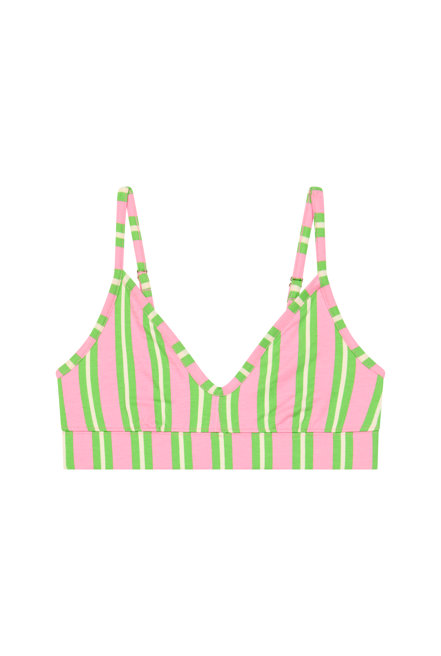 Brassière Coton BIO - Rayures Vertes et Roses