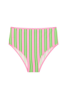 Culotte Taille Haute Coton BIO - Rayures Vertes et Roses
