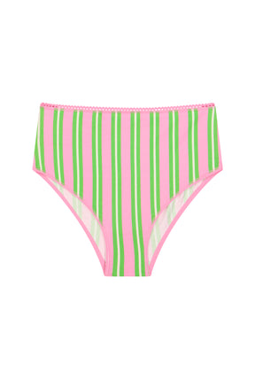 Culotte Taille Haute Coton BIO - Rayures Vertes et Roses