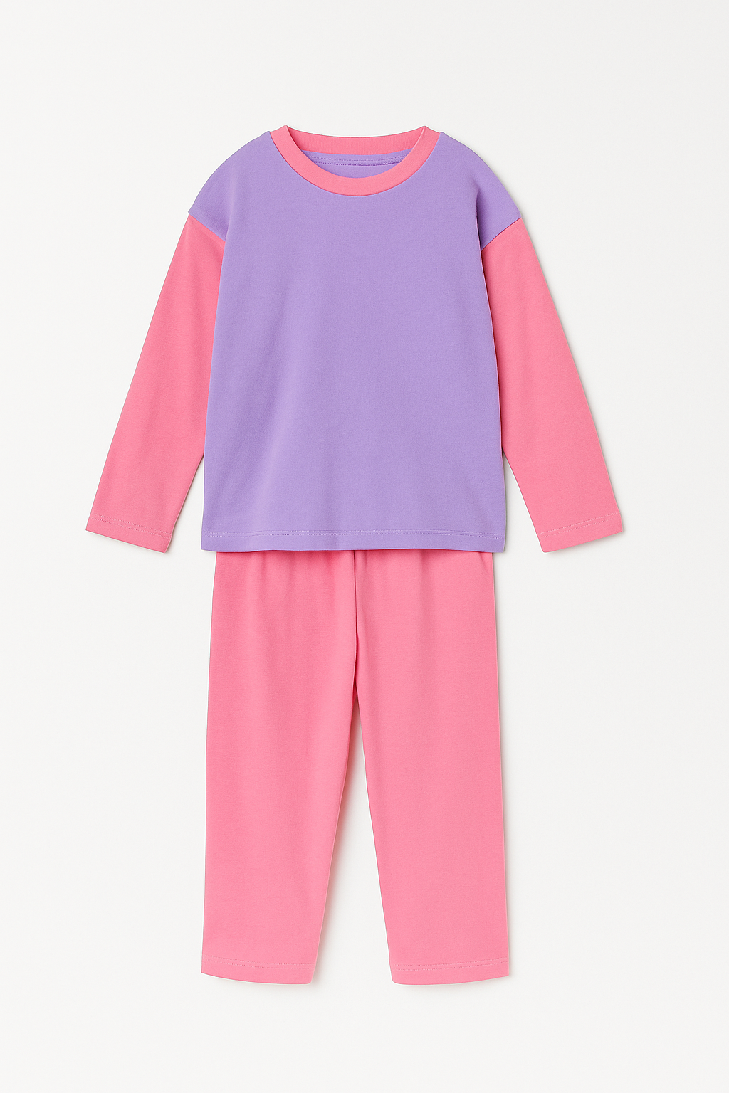Pyjama manches longues enfant - Colorblock Rose