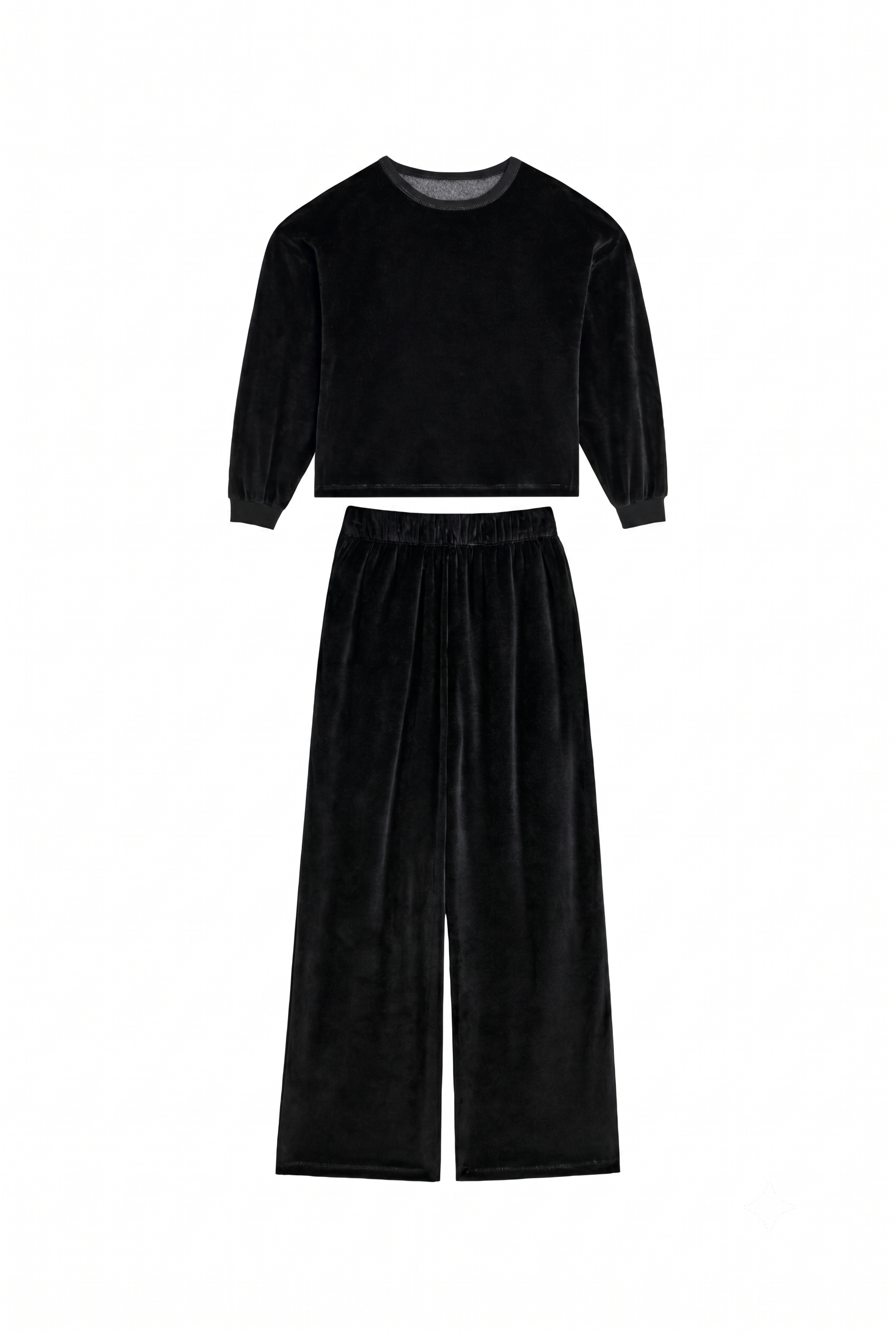 Velvet Sweatshirt and Trousers - Black