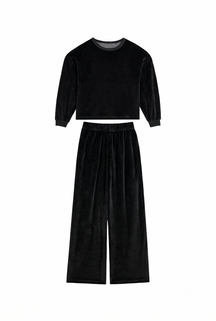 Velvet Sweatshirt and Trousers - Black