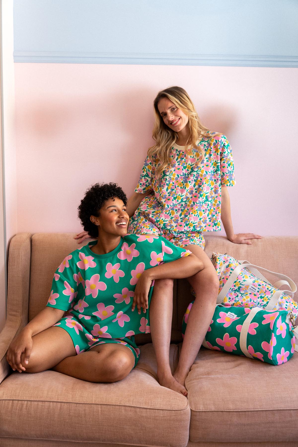 Organic Waffle Cotton Pajamas WAJ x Hindbag - Big Flowers