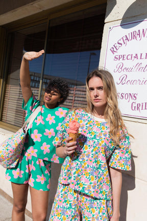 Organic Waffle Cotton Pajamas WAJ x Hindbag - Big Flowers
