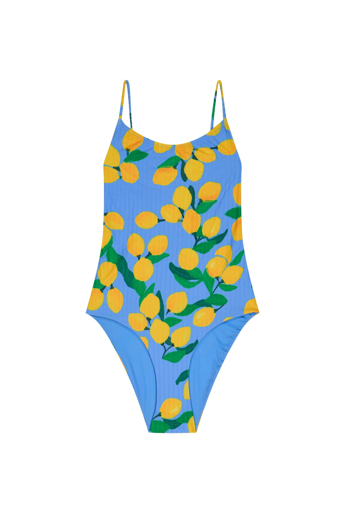 Classic One-Piece Swimsuit - Lemons Blue Provence