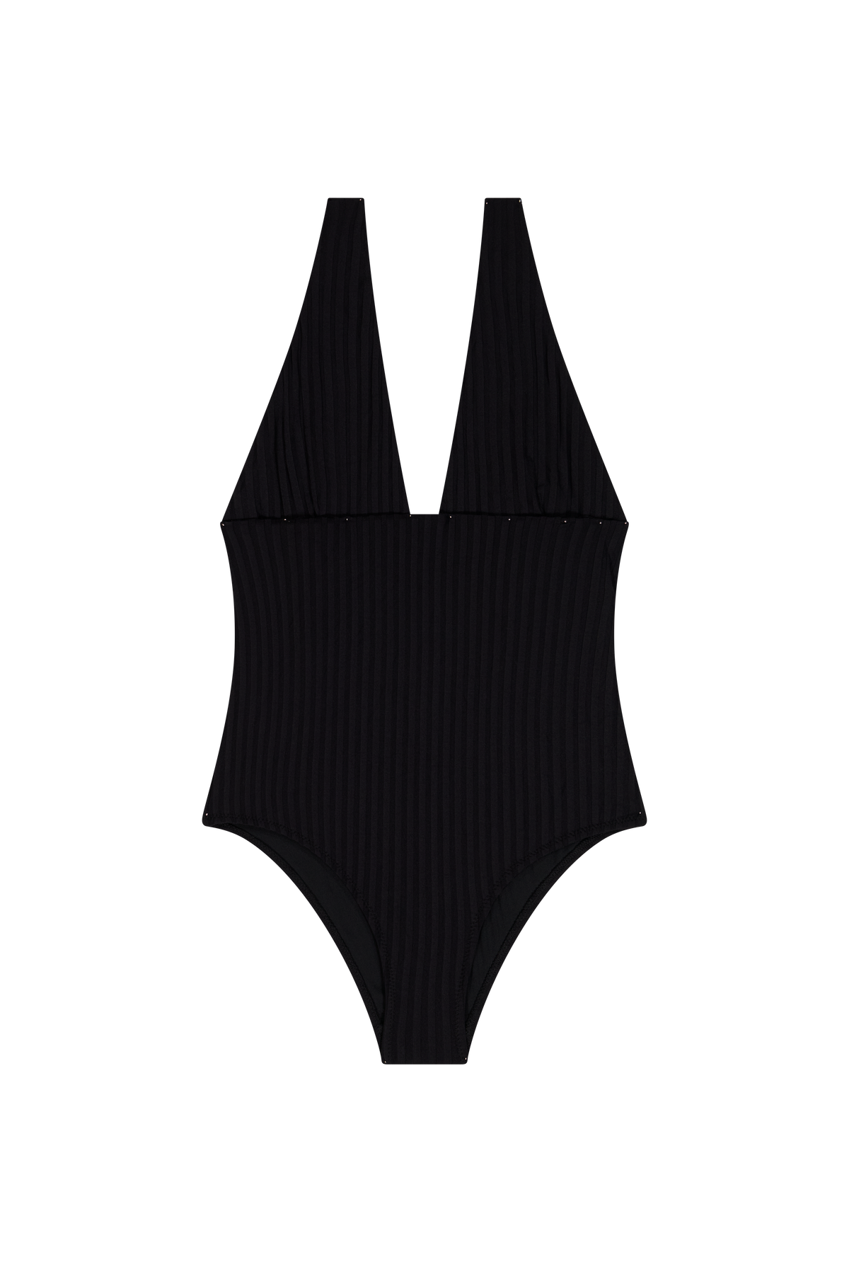 One-Piece Swimsuit with Low Neckline - Black
