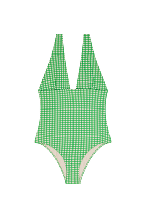 Maillot 1 Pièce Décolleté - Vichy Vert
