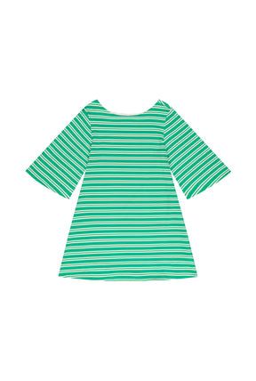 Robe Manches Évasées Coton BIO - Rayures Vert