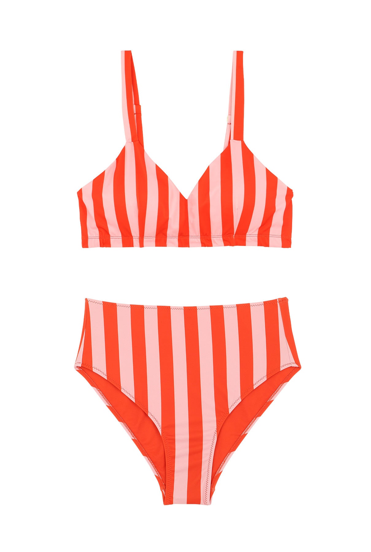 Maillot de bain 2 pièces - rouge et rose - rayure - we are jolies