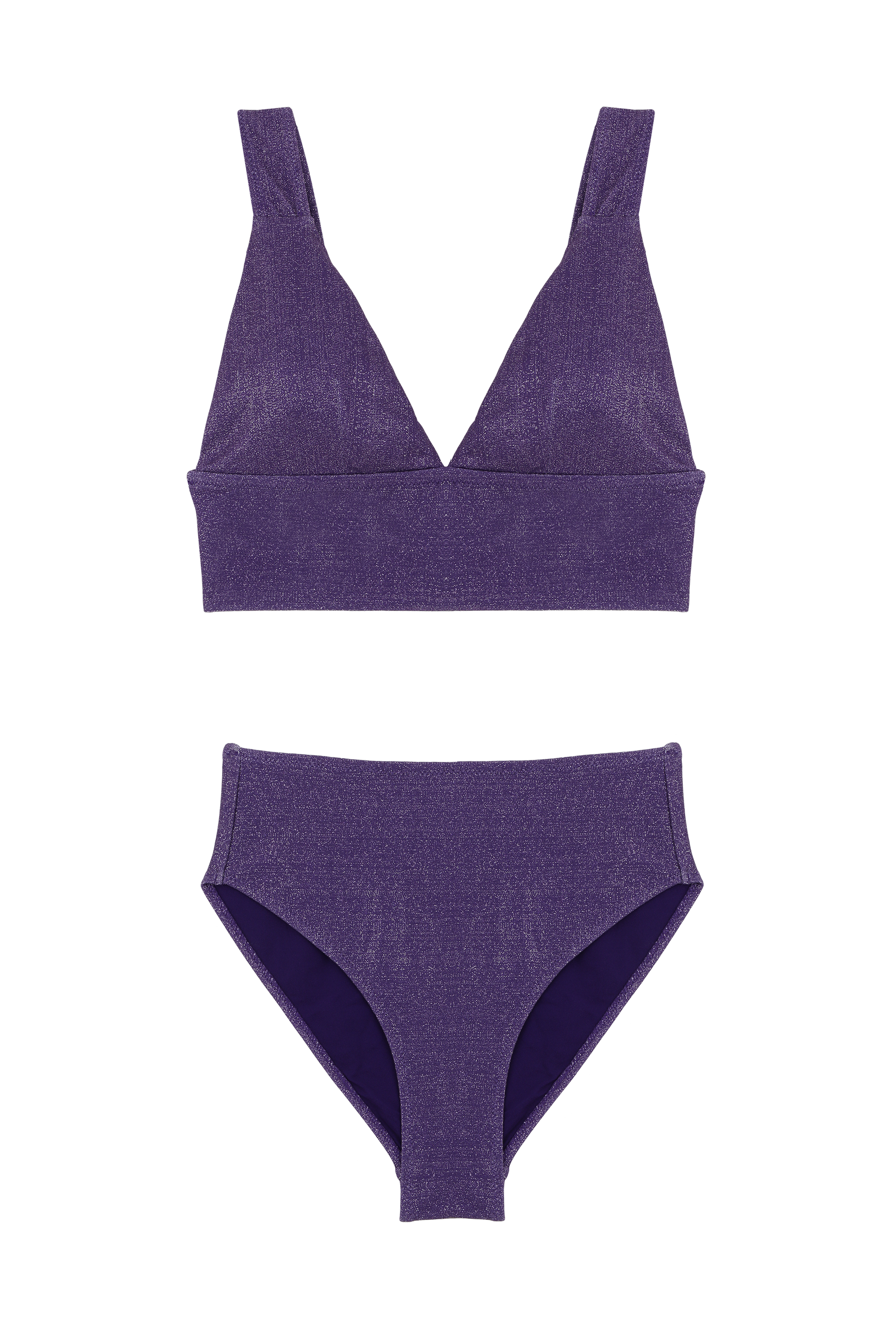 Ensemble maillot Paillettes Violet - Triangle / Taille Haute