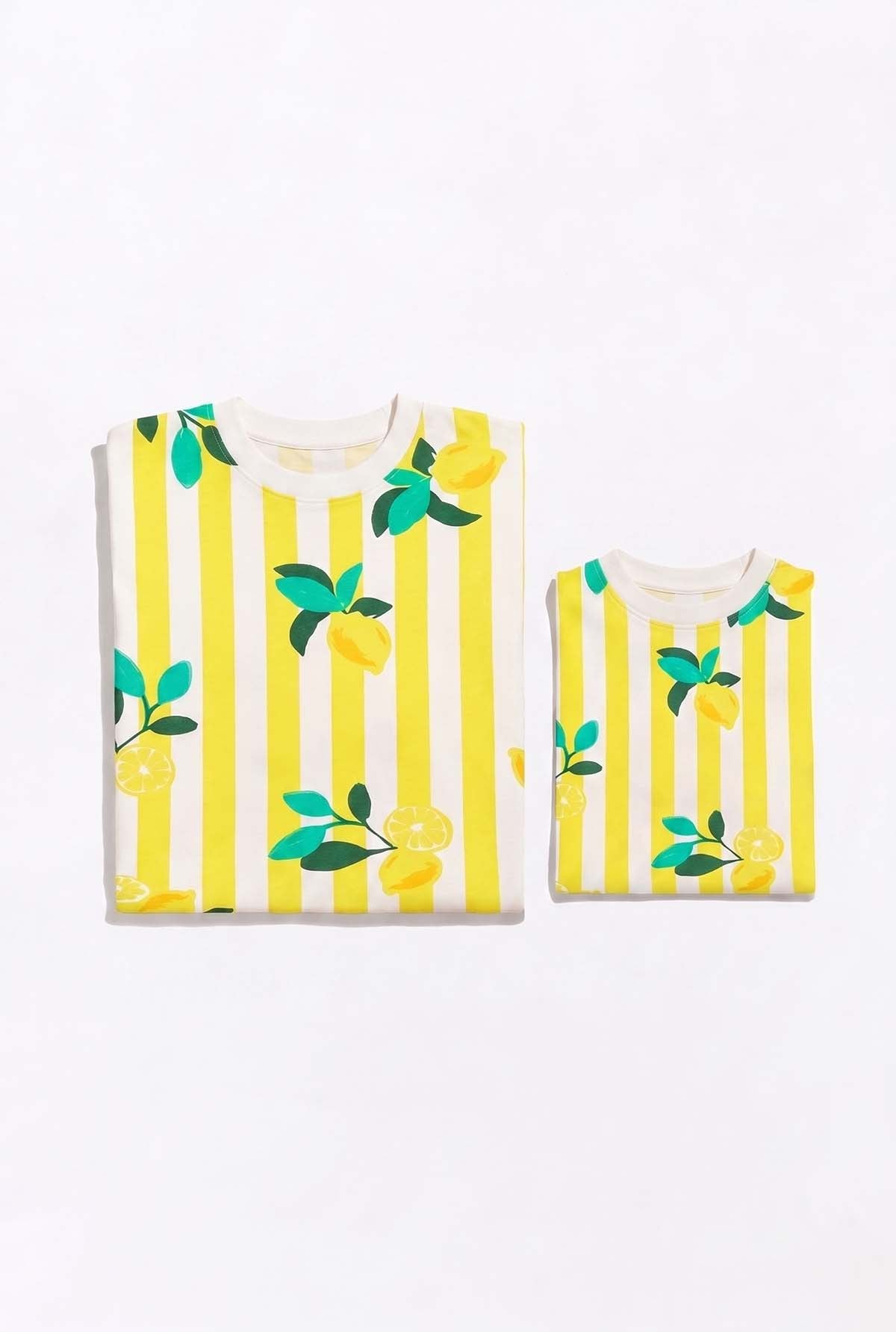 Pack Pyjama Maman Enfant - Citrons Rayures Jaunes