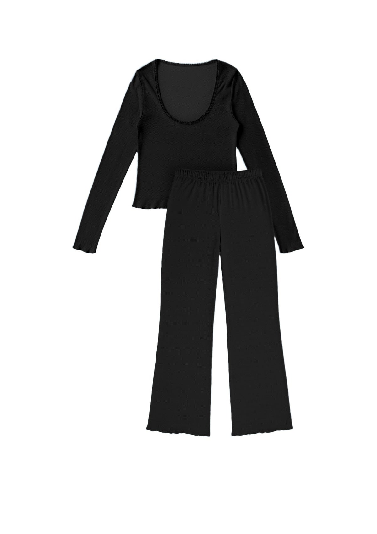 Pyjama Long Pointelle Coton BIO - Noir