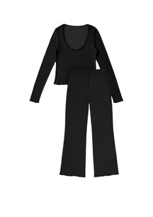 Pyjama Long Pointelle Coton BIO - Noir