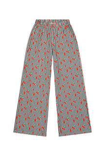 Pantalon Fluide Viscose - Vichy Cerises Noir