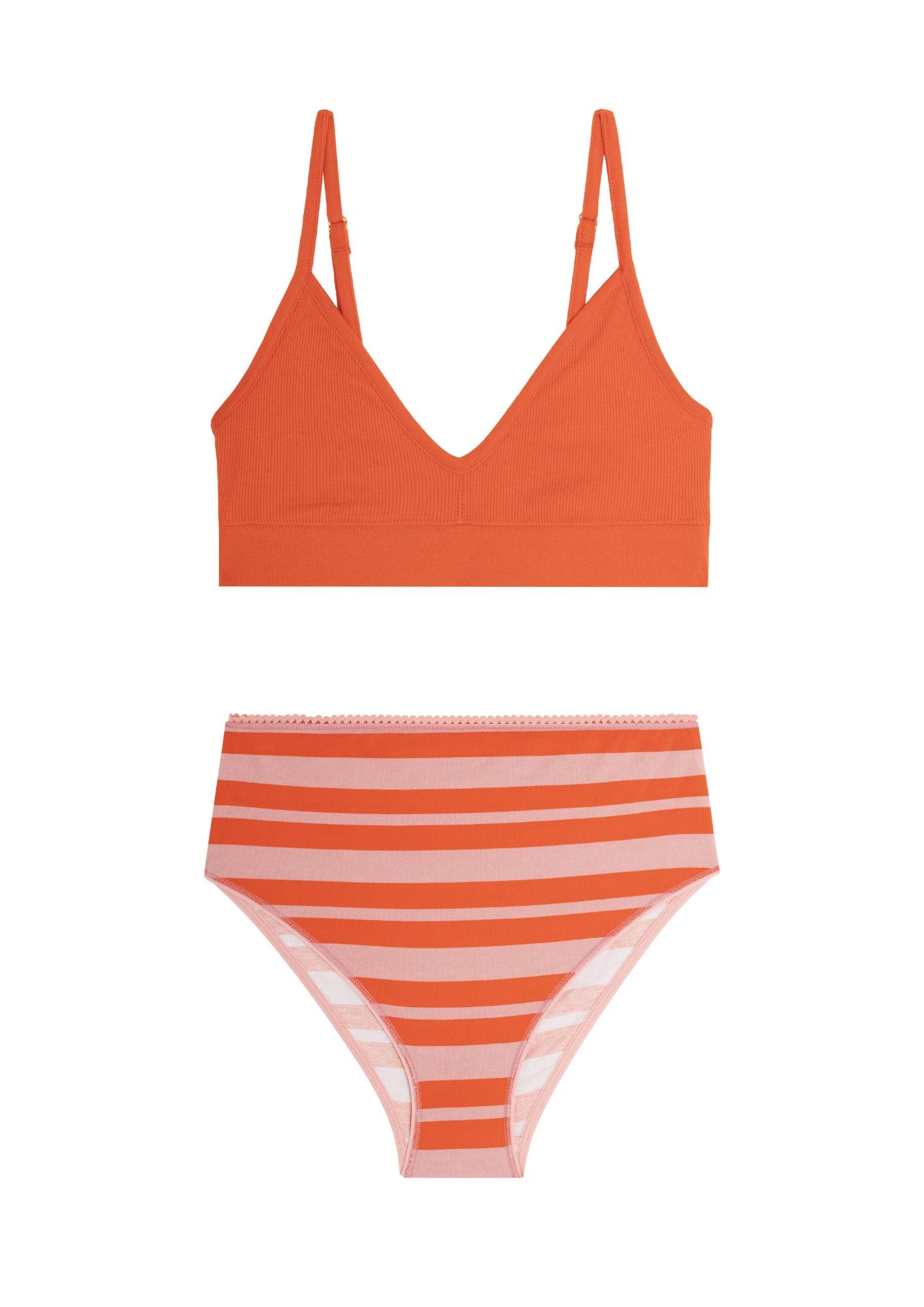 1 BRASSIERE - Rouge + 1 TAILLE HAUTE - Retro lines rouge