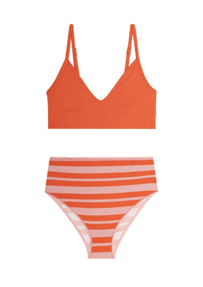 1 BRASSIERE - Rouge + 1 TAILLE HAUTE - Retro lines rouge
