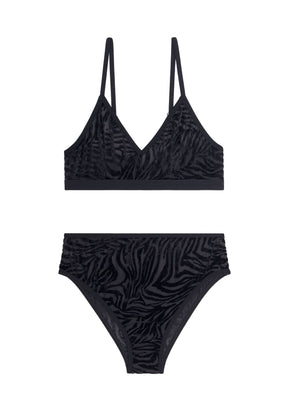 1 BRASSIERE + 1 TAILLE HAUTE TULLE - Zèbre Noir