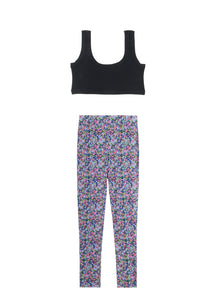 Top Noir & Leggings - Confettis Violet