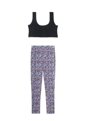 Top Noir & Leggings - Confettis Violet