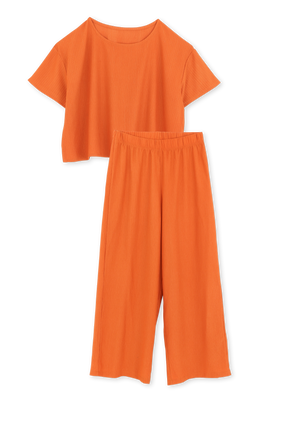 ensemble texturé - chic et décontracté - orange