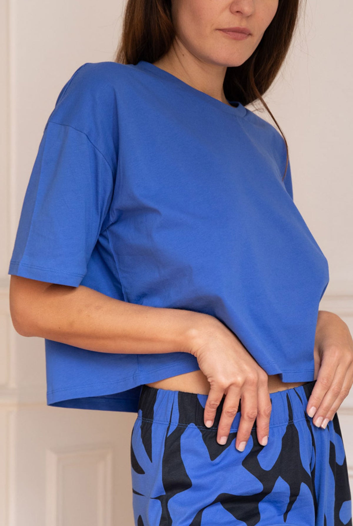 Kamila  fait du 36 et porte une taille S*Pyjama coton BIO T-shirt - bleu - T-shirts - We Are Jolies