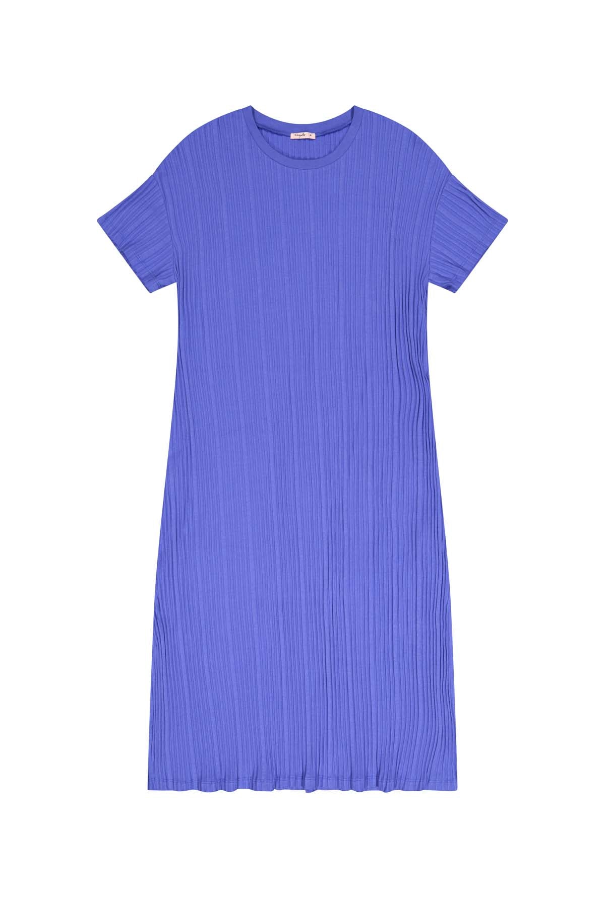 Robe T-shirt plissée Coton BIO - Bleu