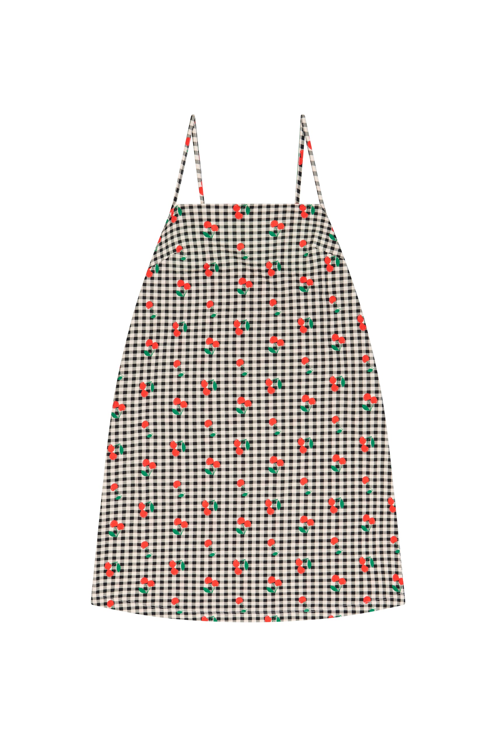 Robe Mini Coton BIO - Vichy Cerises Noir