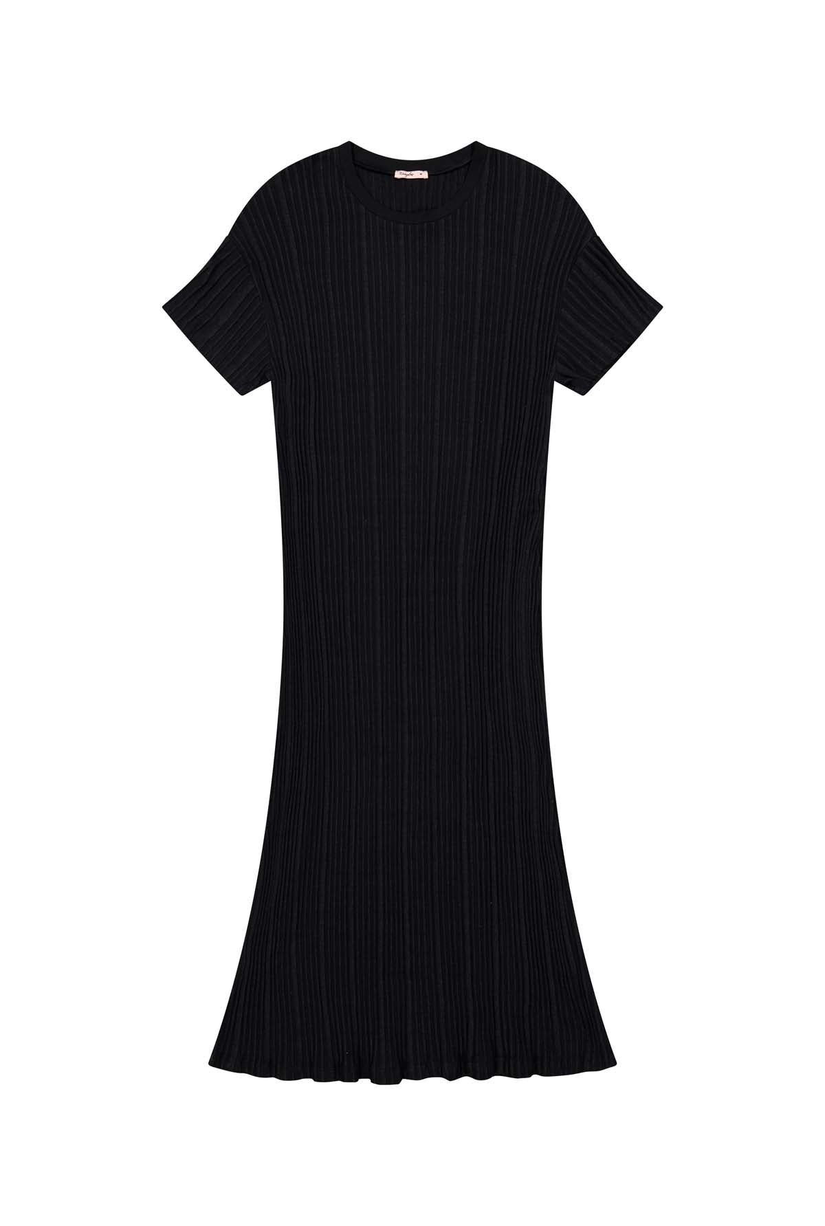 Robe T-shirt plissée Coton BIO - Noir